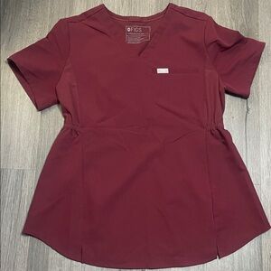 Figs Women's Maroon Short Sleeve Top